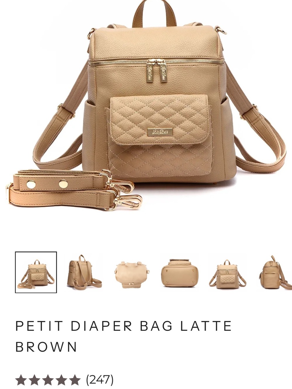 Sold out color Latte Brown Quilted Baby Diaper Backpack Bag